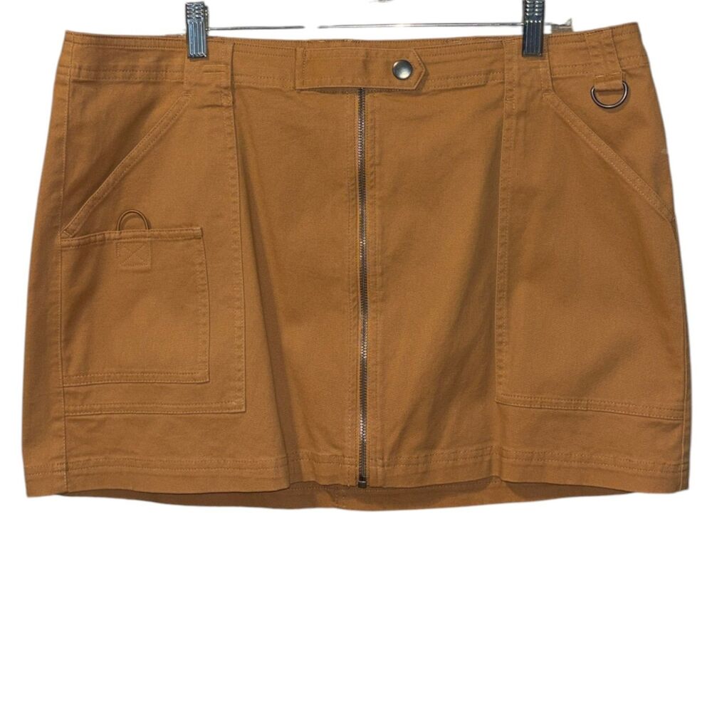 Wild Fable Brown Zip Front Utility Mini Skirt Size XL